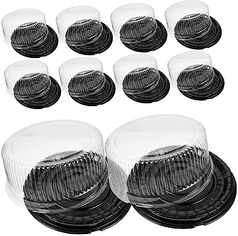 UPKOCH Cajas Para Tartas Redondas Transparentes Con Base, 10 Piezas De Contenedores De Pastel De PláStico Pet Con Tapa, 8 Pulgadas Para Transporte Y Almacenamiento De Postres