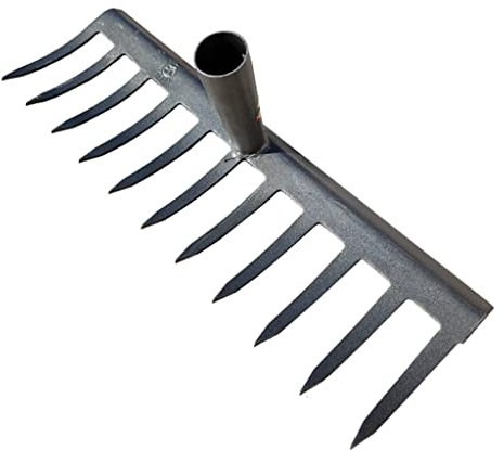 Rechen Manganstahl, Mini-Gartenrechen, manueller Harke aus Hartmetall, landwirtschaftlicher Rechen, Gartenrechen, Rasenrechen, loser Boden (Farbe: Schwarz, Größe: 437 x 145 x 120 mm)