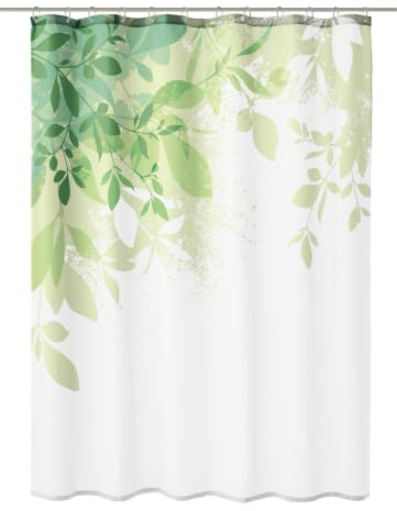 Kleine Wolke Duschvorhang Textil FLORESTA Grün 180 x 180 cm | OEKO-TEX zertifiziert, wasserabweisend, verstärkte Ösen, mit Beschwerungsband, weiches Textilgewebe, maschinenwaschbar