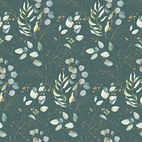 VmG-Store 1m Baumwollstoff zum Nähen 100% Baumwolle Nähstoff KEINE Meterware Kinderstoff (Eukalyptus Grün Bc045)