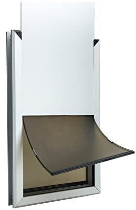 TIMOSS Aluminium-Hundewelpentür mit Magnetverschluss (XL) für große Hunde in Silber