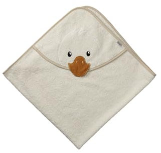 Sterntaler Kapuzen Badetuch aus uni Frottee 100 x 100 cm mit Konturstickerei Entenkopf Edda Lou und angesetztem Schnabel,