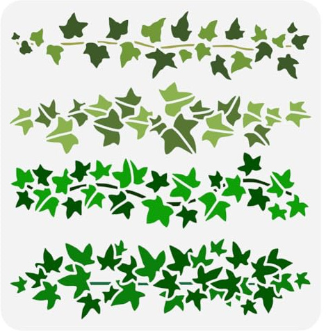 FINGERINSPIRE - Plantilla Reutilizable de Borde de Hiedra, 30 x 30 cm, Modelo de Pintura de Vid, para Dibujo en Pared de Madera