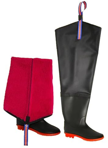 Watstiefel 80 cm lange Wathose für Angeln und Jagen, winterwarme, rutschfeste, verschleißfeste Gummistiefel für den Außenbereich (Color : Black1, Size : 37 EU)