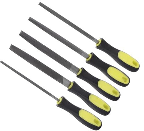 CoCud Metallfeilenset, | 6 Zoll Feilenlänge |, Handraspel aus Kohlenstoffstahl mit mittlerem Schnitt und rutschfestem Griff - (Zum Formen von Metall, Holz, Kunststoff), 5-teilig