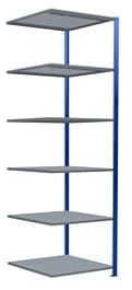 qpool24 Anbauregal, Fachbodenregal Stecksystem MULTIplus250, 2500 x 750 x 800 mm (HxBxT), 6 Fachböden, Kreuzstrebe, RAL 5010 enzianblau/verzinkt/verzinkt