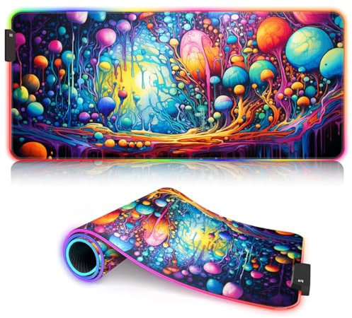 Mauspad Gaming Art RGB Gaming Mauspad (23,6 x 13,8 x 0,12 Zoll) Matte, erweiterte Laptop-wasserdichte Matte, Schreibtischunterlage, 9 statische Farben und 3 dynamische