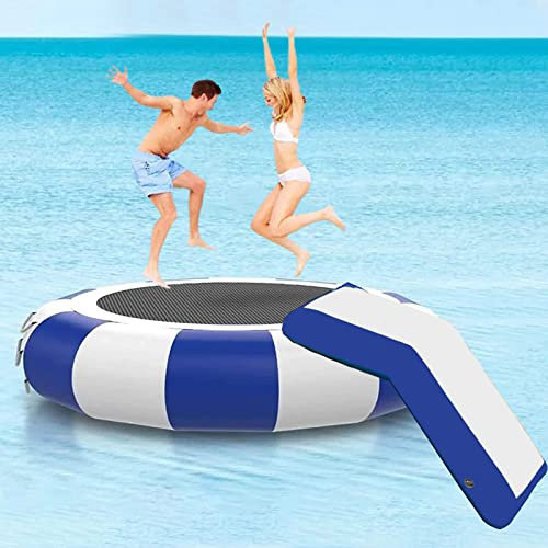Water Toys,Inflatable Water Trampoline with Slide, Adult Child Water Park Bounce Floating Swimming Platform for Lake, Pool, Lawn,8FT/2.5M