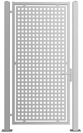 Gartentor Edelstahl V2A Hochmodell 2 m, Lochblech, Din rechts od. links, versch. Montagesets, Gartentür, Zauntor, Terrassentür (mit Pfosten DIN rechts ohne Montageset)