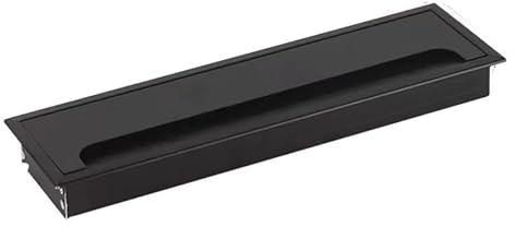 Desk Cable Grommets,Desk Cable Hole Covers,1pcs Table Desk Rectangle Aluminum Alloy Wire Cable Grommet Hole Cover With Brush Tool Desk Table Grommet Cable(Black,80 * 280mm)