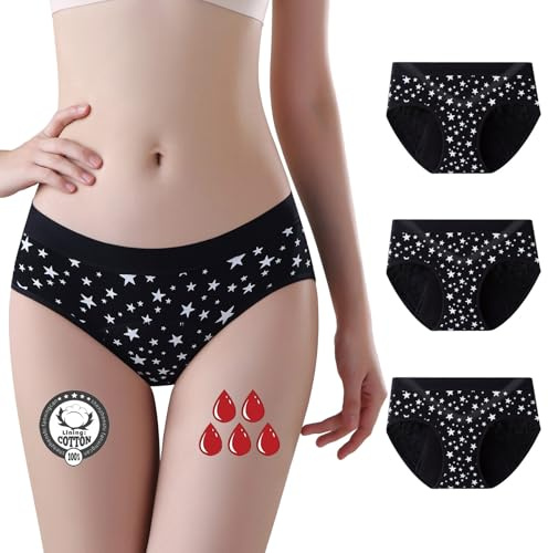 FOTOOL Culotte Menstruelle en Coton Fille pour Stretch Slip Ceinture de Sport sous-vêtement Ado 8 à 18 Lot de 3 (3 Pack, 16-18 Ans)