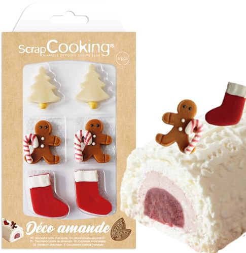 ScrapCooking - Décos en Pâte d’Amande « Sweet Xmas » - Décorations Alimentaires Noël pour Bûches & Gâteaux - Décos Comestible Pâtisseries - Sapin Bonhomme Pain d’Épices - 7609