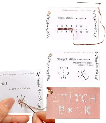 Kreatives M-ini-Nähbuch, D-iy-Set mit kreativen M-ini-Nähkarten, Verbessern Sie Ihre Nähfertigkeiten, Stickbuch, Tragbares M-ini-Reise-Nähset,Lernen Sie eine Vielzahl von Nähtechniken Stickbegeisterte