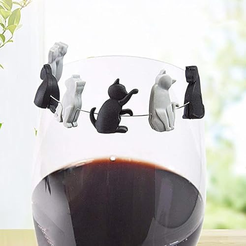 6Pcs Heat-Resistant Silicone Tea Bag Clips Set Cartoon Cat-Shaped Reusable Holders Tea Bag Holder for Bags Drink Markers Tea Accessories, Tea Bag Coasters