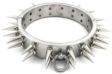 ZDJBFA Edelstahl Metall Sex Halsreif/Halsband mit Dorn 2 Reihe Abnehmbare Spike 3 cm Höhe BDSM Bondage Halsfessel Sklaven Kragen Erotik Spiele Sexspielzeuge für Paare Männer Frauen