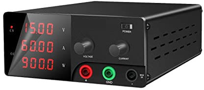 Fuente de alimentación de CC variable, Fuente de alimentación conmutada profesional de 900W DC 0-30V 0-20-30A Fuente de alimentación de laboratorio ajustable Variable digital de voltaje constante(0-15