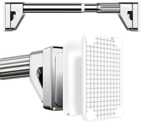 AILZCFX Duschvorhangstange, verstellbare Duschstange mit Spannung 28-192 Zoll, rutschfeste Duschstange ohne Bohren für Badezimmer, rostfreie Federspannstange für Fensterschränke (Silber, 39''-66'')