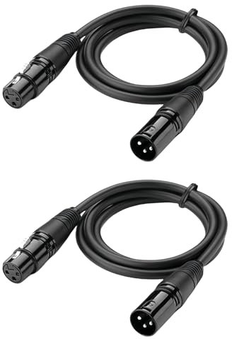 2 Pezzi Cavo XLR Bilanciato da 3M, Cavo Microfono Maschio a Femmina Canon per Scheda Audio, Mixer, Altoparlante, Registratore, Alimentazione Phantom, Attrezzature di Registrazione e Banco di Missaggio