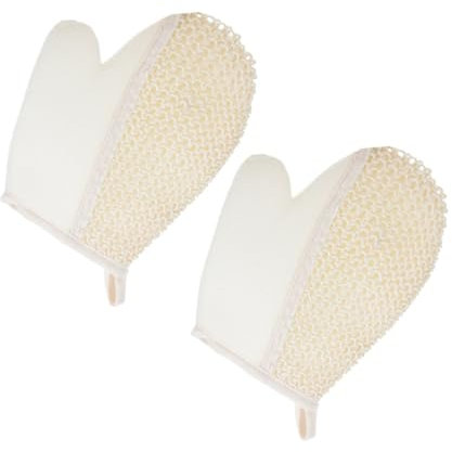 LOLIPPYY Exfoliating Sisal Bath Gloves 2pcs Set Body Scrubbing and Soft Foam Features, Waterproof Pool and Spa Gloves for Kids and Adults’ Travel Size Personal Care