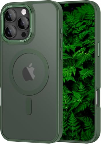 Progettato per iPhone 15 Pro Max con custodia Aerospace-Grade Aluminum Lens Guard, Protezione militare contro cadute Design sottile traslucido opaco con copertura anti-impronte 6.7 verde