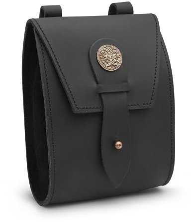 Gürteltasche aus Vollnarbenleder für Damen und Herren, handgefertigt, mittelalterliche LARP-Tasche mit Schnalle für Cosplay und Renaissance-Messe (King's Archer Bag)