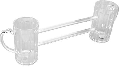 Qukaim Boccale da birra siamese con manico ergonomico anti-goccia, in vetro, con tubi di collegamento, per karaoke, bar, feste a casa, 500 ml, vetro trasparente