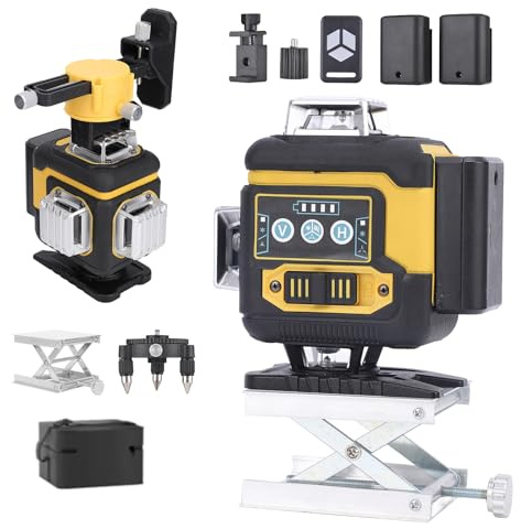 VISLONE Niveau Laser 16 Lignes 4 x 360°,Autonivelant et Mode Pulsé Extérieur,Niveau Laser Vert en Croix avec 2 Piles,Luminosité Réglable,Télécommande,pour Construction sol et L'accrochage de Tableaux