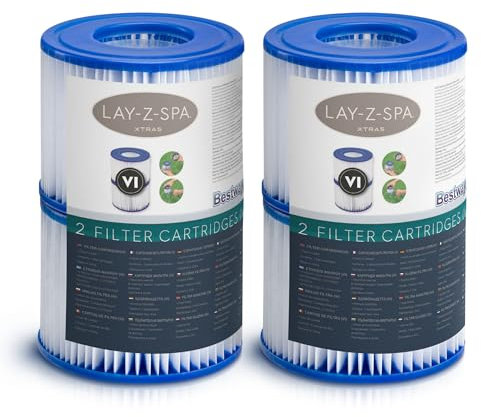 Bestway Lay-Z-Spa Hot Tub Filter Cartridge VI for All Lay-Z-Spa Models - Pack of 2, White (4 Filters)