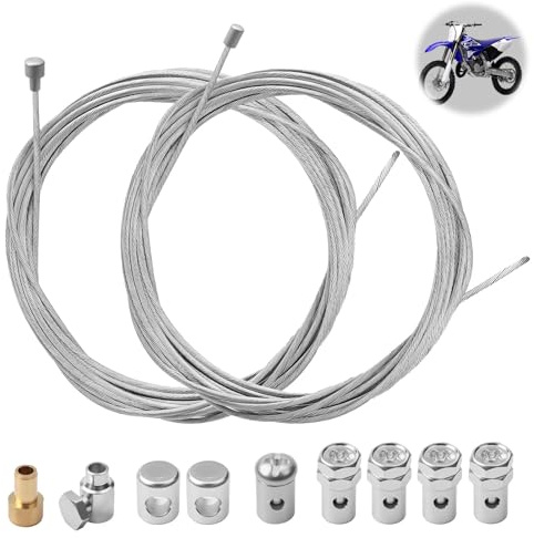 2PCS Câble de Gaz Accélérateur 2m Câble d'Accélérateur Universel Moto/Tondeuse Ø1.5mm & Ø1.1mm + 9 Nippels pour Cable Embrayage Moto Cable pour Tondeuse Gazon Freins Vélo