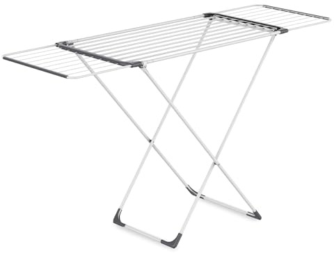 Spetebo Wäscheständer ausziehbar weiß 18 m Trockenlänge 108-178 cm | Teleskop, Klappbar, Standtrockner, Flügelwäscheständer, Für Innen und Außen