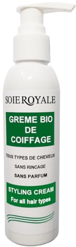 Soie Royale Crème BIO de Coiffage 150 ml Hydrate contrôle définit les boucles et frisottis. Idéal en après-shampoing avant brushing n’alourdit pas sans rinçage ni alcool ni parfum Brillance intense.