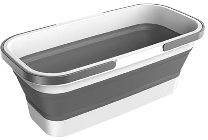 Folding Mop Bucket with Handles,46 * 22.5cm Cleaning Mop Bucket Space Saving Foldable Silicone Tub for Laundry Storage Camping, Portable Wash Basin for Home & Car, 4.2 Gallon Compact Utility