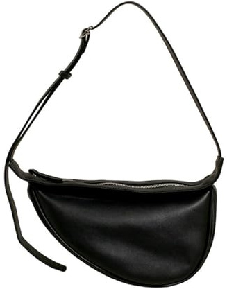 Gyios Banane Sac De Poitrine Rétro Taille Mode Large Bandoulière Crossbody Sac-Noir