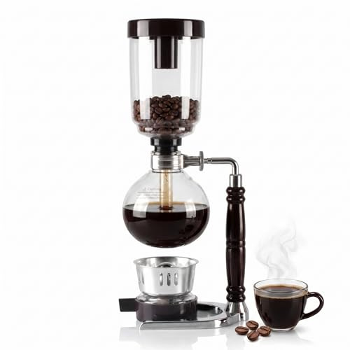 Gonetre Sifon Japones Para Cafe, De SifóN PortáTil, Kit De Filtro De Café De Vidrio Resistente Al Calor, De SifóN Casera Para Baristas DoméSticos, Fabricada En Acero Inoxidable Y (Negro)