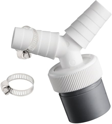 Adaptador de desagüe de lavadora, doble conexión, adaptador en Y, para lavavajillas, secadora, lavadora, con boquilla de entrada de 19 – 24 mm y salida 40 mm tubo con abrazadera de manguera, universal