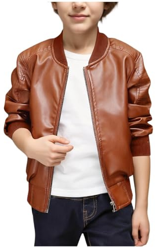 Chaquetas clásicas de cuero para niños, abrigos de motociclista de poliuretano sintético, abrigos de invierno con cremallera para niños, ropa para exteriores, escuela, béisbol, chaqueta bomber
