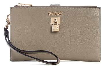 Guess Yesba Damen-Geldbörse mit doppeltem Reißverschluss, Dark Taupe, Einheitsgröße