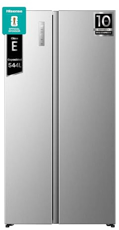 Hisense RS3P558NEIE - Frigorífico Americano Side By Side, 544L, 178.6cm, Interior Renovado, Enfriamiento Rápido, Tecnología Inverter, Alarma de Puerta Abierta, Balconera XXL, Gran Cajón