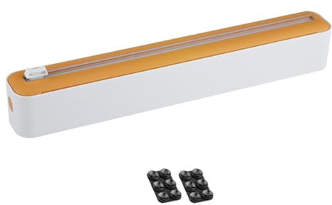 Support de film étirable pour cuisine, idéal pour la cuisine, avec plastique et étirable, taille 5 x 36 cm, fabriqué à partir de plastique et de papier sulfurisé métallique (A)