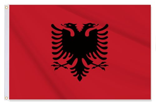 12x18 Zoll Albanien Flagge,Winzig albanisch Flaggen,30x45CM doppelt gedrucktes dauerhaftes Banner,150D dicke Dekorationen mit 2 Messing-Grommet