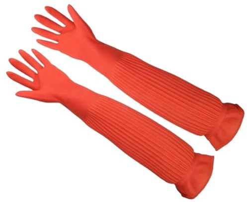 Reinigungshandschuhe aus Gummi, 45/56 cm Lange Handschuhe, Aquariumhandschuhe, wasserdichte Spülhandschuhe(56cm)