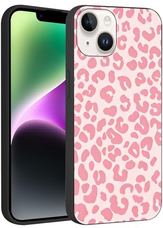 Phoona Custodia per iPhone 12 Mini 5.4 Cellulare,Cover Custodie Resistenti Estetica Disegni Leopardo Rosa Sfondo Nera,Protezione Efficace per Dispositivi Mobile Ultima Generazione