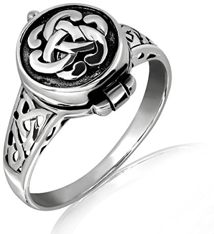 WithLoveSilver 925 Sterling Silber Triquetra Keltischer Knoten Trinity Siegelring Medaillon Ring für Damen Herren (7)