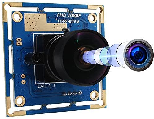 ELP USB Weitwinkel Kamera Modul - 170 Grad Fischaugenobjektiv, 2MP 1080P Webcam, 100fps Bildrate für Linux und Computer, USB2.0 Lightburn Kamera USBFHD01M-L170