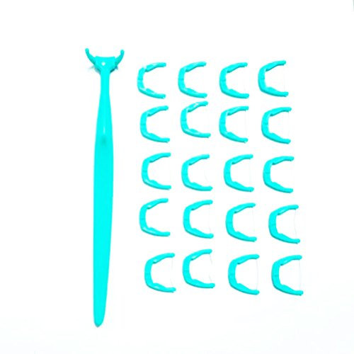 SUPVOX 20pcs Floss Picks monouso filo interdentale Stick con teste di filo di ricambio (verde)