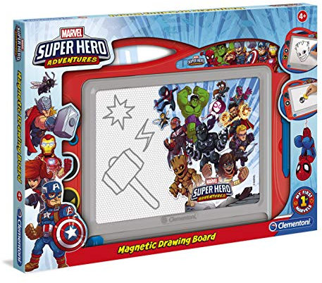 Clementoni 18577 Zaubertafel Marvel Superhelden, magnetische Maltafel zum Zeichnen und Malen, lösch- & wiederverwendbar, mit 3 Schablonen, Kreativspielzeug für Kinder ab 4 Jahren