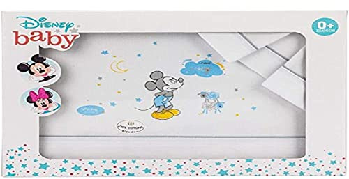 Interbaby MK003-18 - Sábanas Cuna Disney Mickey, Blanco y Gris