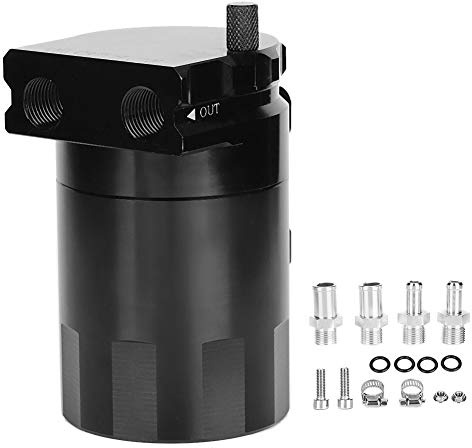 Tanque de Captura de Aceite 300ML, Reservorio de Aluminio Negro, Kit de Separador de Aceite para Coche