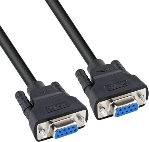 DTech 5 Fuß RS232 Serienkabel Buchse zu Buchse 9 Pin gerade durch (schwarz, 1,5 Meter)