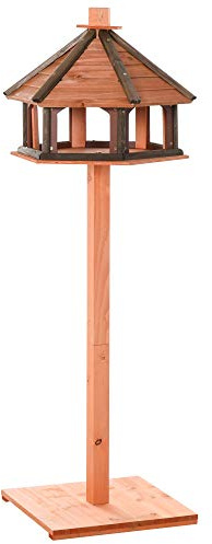 PawHut fågelhus trä fågelvilla mathus fågelställ fågelbord fågelhus lekstativ med vattentätt tak för utomhusbruk natur Ø 52 x 130 H cm